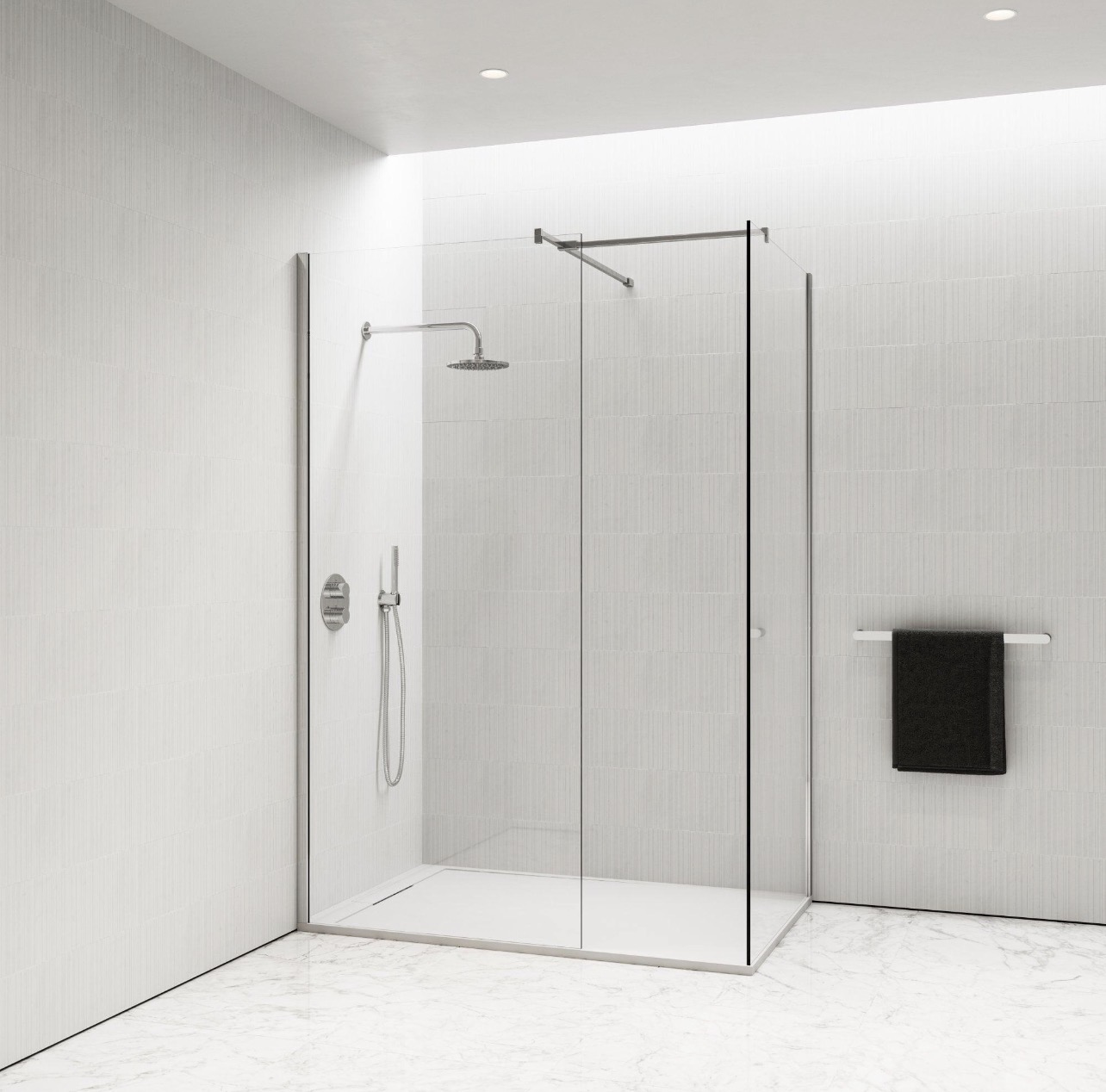 Minimal walk-in frameless glass shower